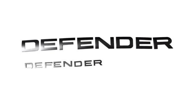 Land Rover Defender Silver Hood + Tail badge Letters for sale in dubai 01