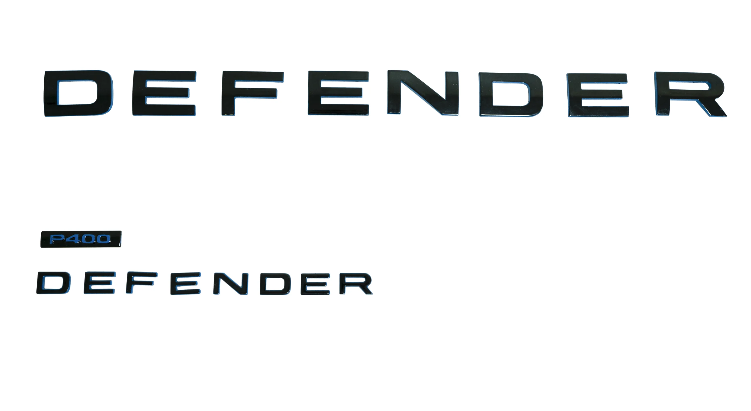 Land Rover Defender Black Blue Hood & Tail Badge Letters for Sale in Dubai