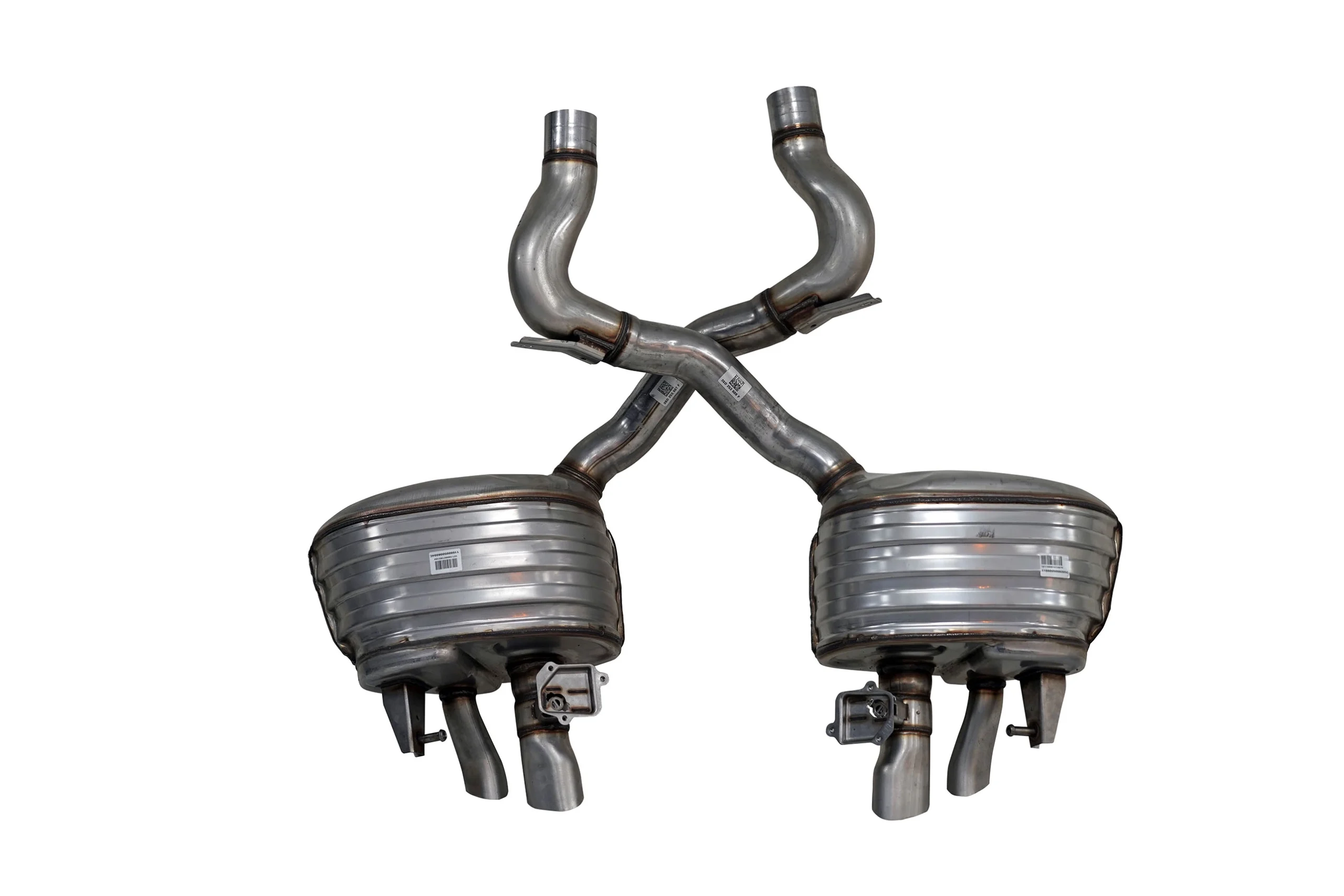 Bentley Continental GTC OEM Exhaust Muffler Silencers LH + RH Parts 3SD253607F & 3SD253608F – Silver For sale in Dubai (1)