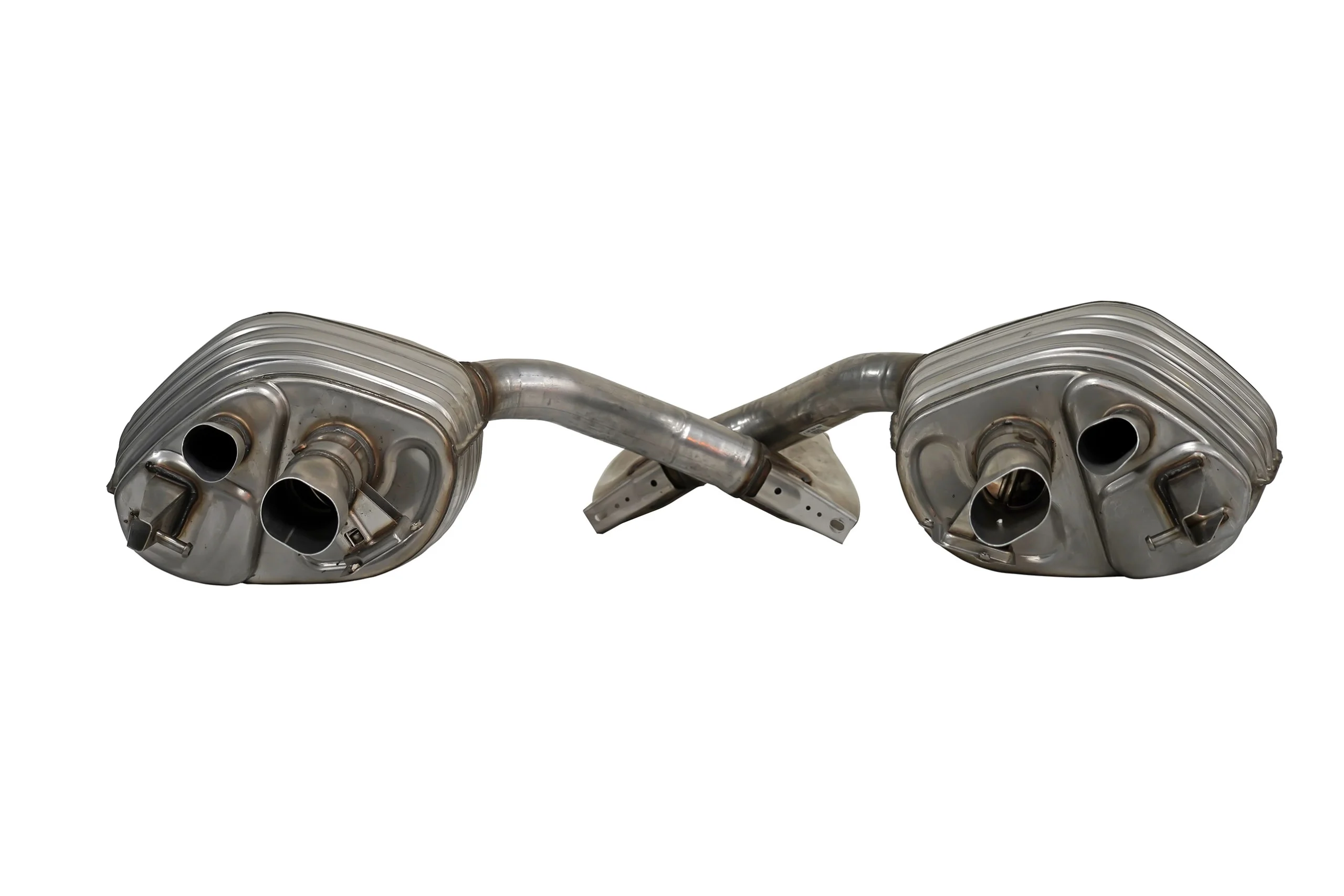 Bentley Continental GTC OEM Exhaust Muffler Silencers LH + RH Parts 3SD253607F & 3SD253608F – Silver For sale in Dubai (3)